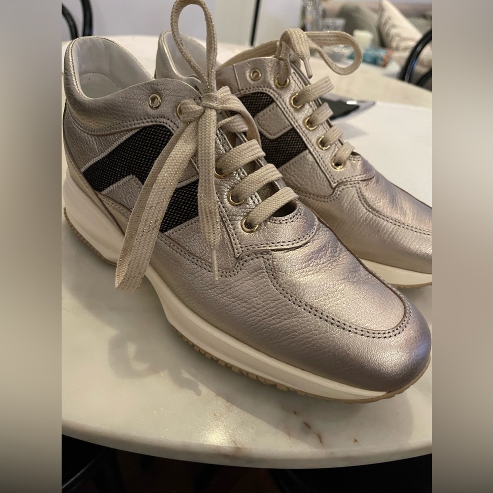 HOGAN SILVER SNEAKERS SIZE 38.5